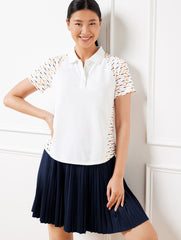 PIQUÉ SHORT SLEEVE POLO - TENNIS RACKET | Talbots online