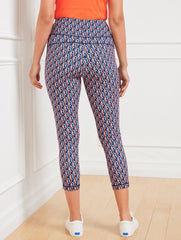 PERFORMANCE INTERLOCK CAPRI LEGGINGS - PINWHEEL GEO | Talbots near me