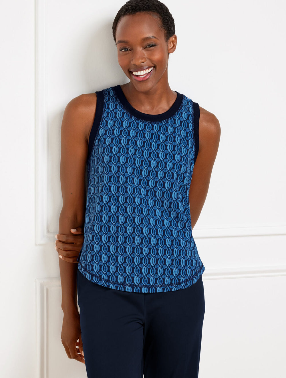 LIGHTWEIGHT WOVEN STRETCH TANK - PINWHEEL GEO | Talbots for sale