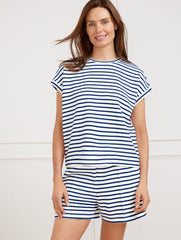 AIRKNIT STRETCH CREWNECK TEE - ACE STRIPE | Talbots outlet
