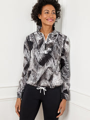 DRAWCORD HEM PULLOVER - BREEZY PALMS | Talbots on sale