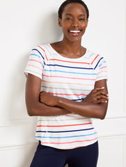 COOL SLUB ACTIVE SHORT SLEEVE TEE - MATCH STRIPE | Talbots for sale