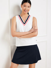PIQUÉ V-NECK TIPPED TANK | Talbots for sale