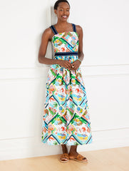 MODERN POPLIN FIT & FLARE DRESS - SUMMER VISTA | Talbots on sale