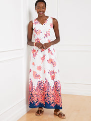 SIDE TIE MAXI DRESS - FLORAL PAISLEY | Talbots online