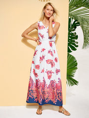 SIDE TIE MAXI DRESS - FLORAL PAISLEY | Talbots online