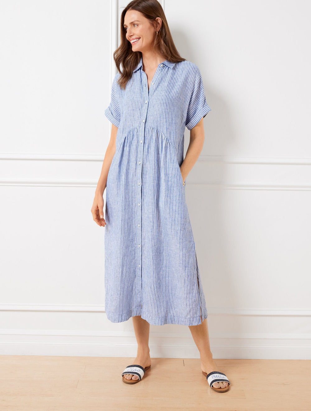DROP WAIST LINEN SHIRTDRESS - HAPPY STRIPE | Talbots online