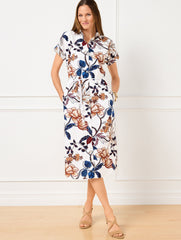 MODERN POPLIN MIDI SHIRTDRESS - VERDANT BOTANICAL | Talbots near me