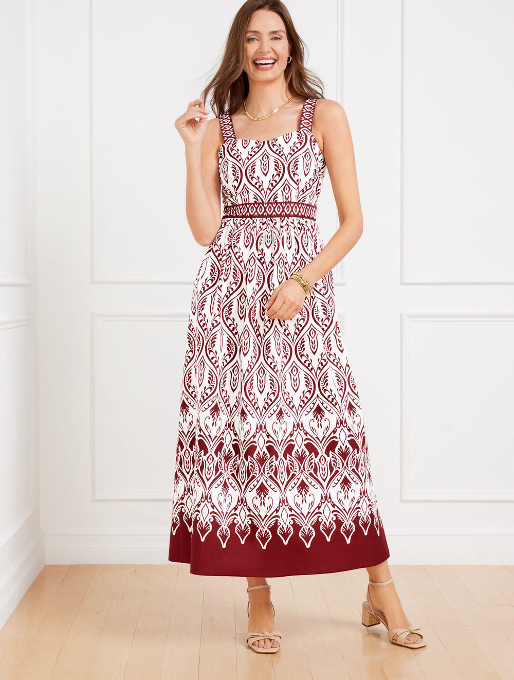 MODERN POPLIN FIT & FLARE DRESS - BOHEMIAN MEDALLION | Talbots near me