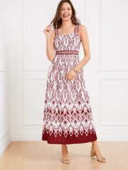 MODERN POPLIN FIT & FLARE DRESS - BOHEMIAN MEDALLION | Talbots near me