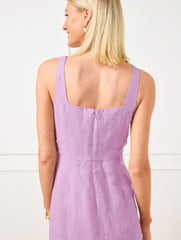 SQUARE NECK WRAP LINEN DRESS - CROSS DYED | Talbots online