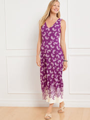 V-NECK JERSEY MIDI DRESS - OBLIQUE PAISLEY | Talbots sale