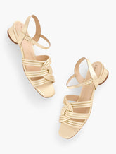 ADINA NAPPA BLOCK HEEL SANDALS - METALLIC | Talbots discount