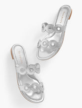 CAMY EYELET NAPPA METALLIC SLIDE SANDALS | Talbots on sale