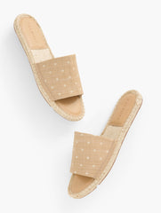 ILYSSA RAFFIA ESPADRILLE SLIDES - POLKA DOT | Talbots US