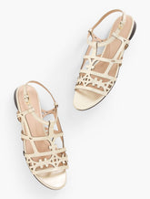 KALI LASER CUT VACHETTA METALLIC SANDALS | Talbots outlet