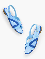 KERI CURVED RAFFIA SLIDES | Talbots US