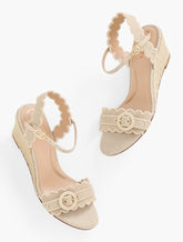 ROYCE METALLIC SCALLOPED WEDGE SANDALS | Talbots outlet