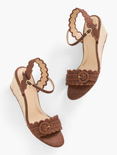 ROYCE SCALLOPED RAFFIA WEDGE SANDALS | Talbots for sale