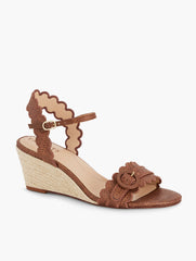 ROYCE SCALLOPED RAFFIA WEDGE SANDALS | Talbots online