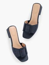 VIV BUCKLE RAFFIA SLIDES | Talbots near me
