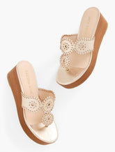 JACK ROGERS® KIMBERLY METALLIC NAPPA WEDGE SANDALS | Talbots sale