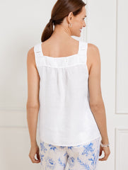 LINEN SQUARE NECK SHELL | Talbots online