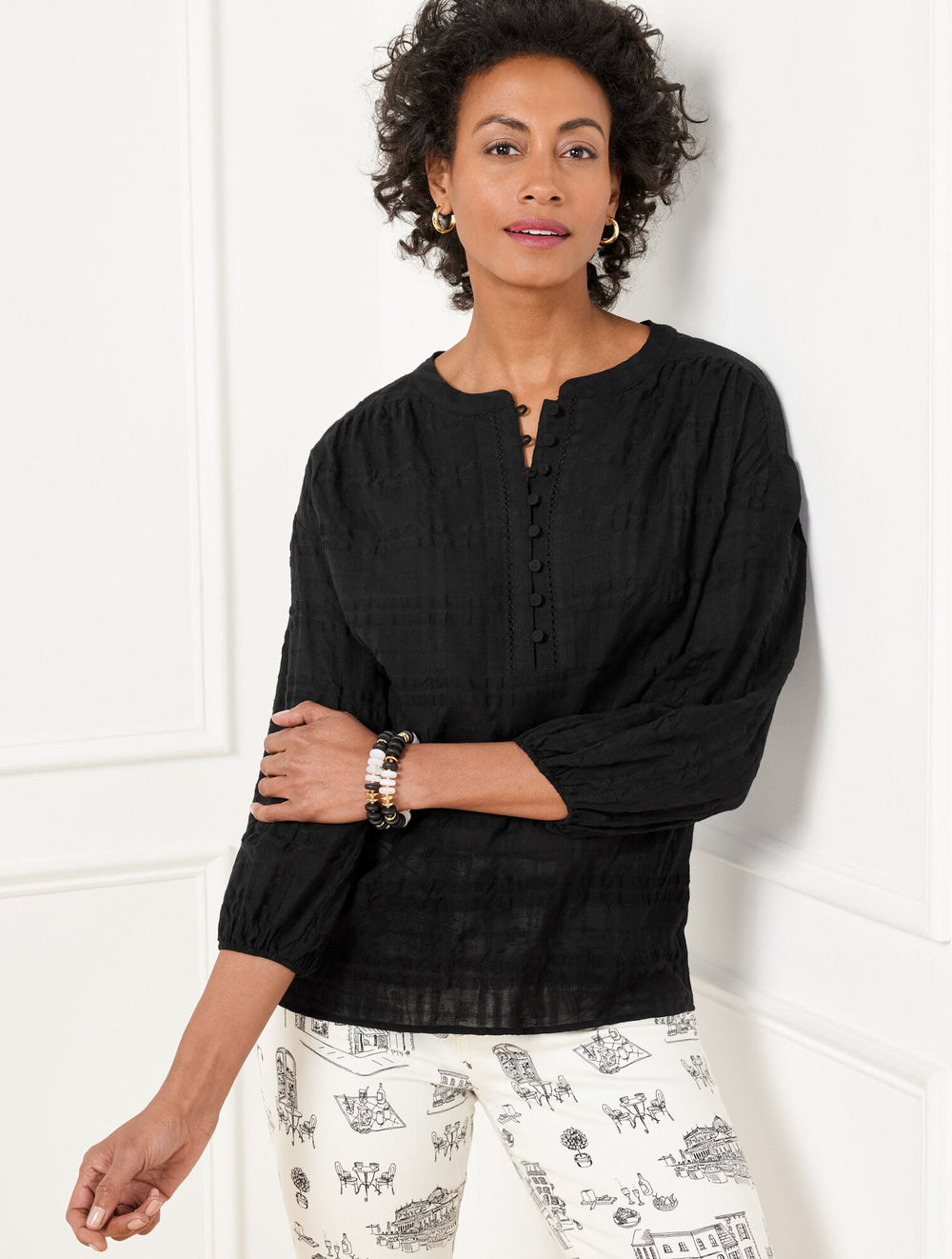 SHADOW PLAID POPOVER | Talbots near me