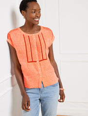 PINTUCK LINEN TOP | Talbots discount