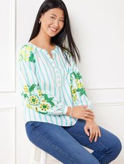 EMBROIDERED TOP - PARK STRIPE | Talbots on sale