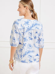 TIE FRONT TOP - OCEAN FLORA | Talbots on sale