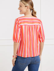 TIE FRONT TOP - PAINTED STRIPE | Talbots on sale