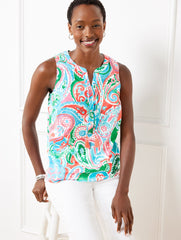TIE NECK SHELL - VIBRANT PAISLEY | Talbots for sale