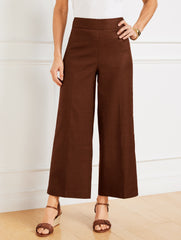 WIDE CROP LINEN BLEND PANTS | Talbots sale