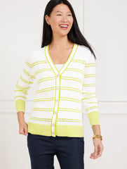 V-NECK GIRLFRIEND CARDIGAN - BICOLOR STRIPE | Talbots for sale