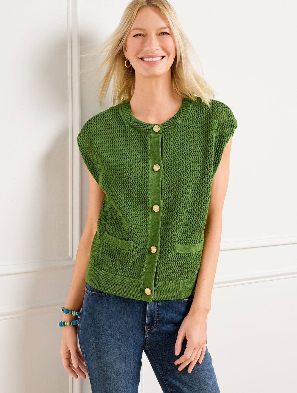 MESH STITCH SWEATER SHELL | Talbots US