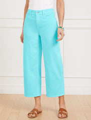 HIGH WAIST WIDE CROP JEANS - VIVID TURQUOISE | Talbots online