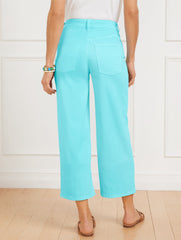 HIGH WAIST WIDE CROP JEANS - VIVID TURQUOISE | Talbots online