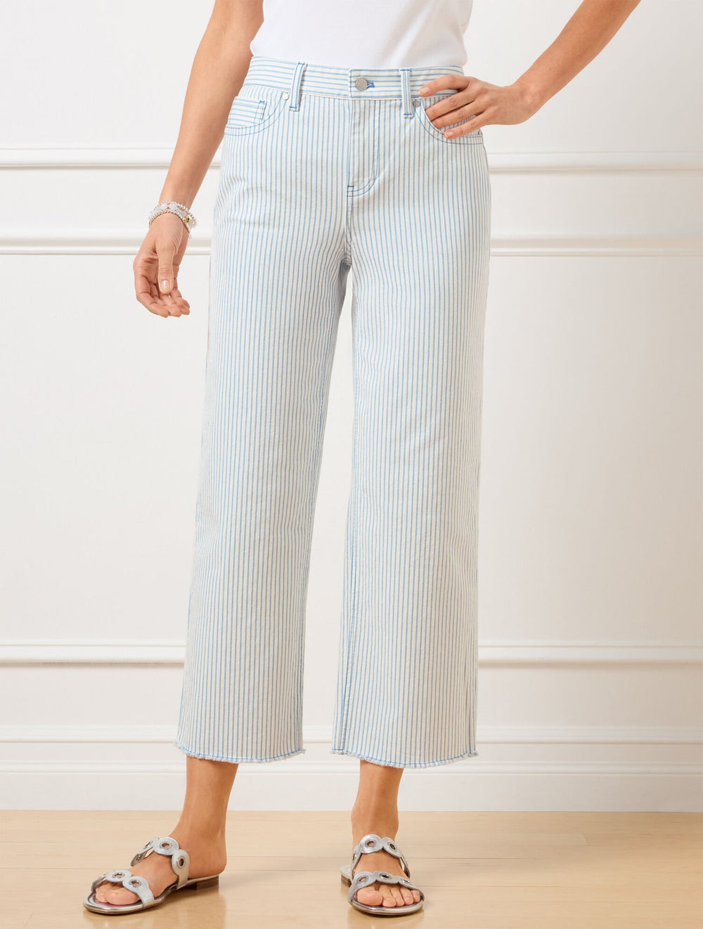 HIGH WAIST WIDE CROP JEANS - AWNING STRIPE | Talbots on sale