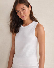 ORGANIC COTTON LINEAR STITCH SCOOP NECK TANK | Talbots sale