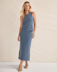 ORGANIC COTTON LINEAR STITCH SCOOP NECK TANK | Talbots sale