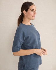 COTTON BLEND TEXTURED CREWNECK TEE | Talbots outlet