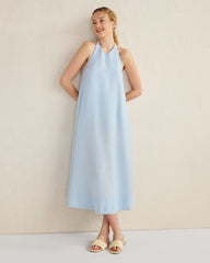 LINEN HALTER MIDI DRESS | Talbots online