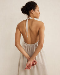 LINEN HALTER MIDI DRESS | Talbots online