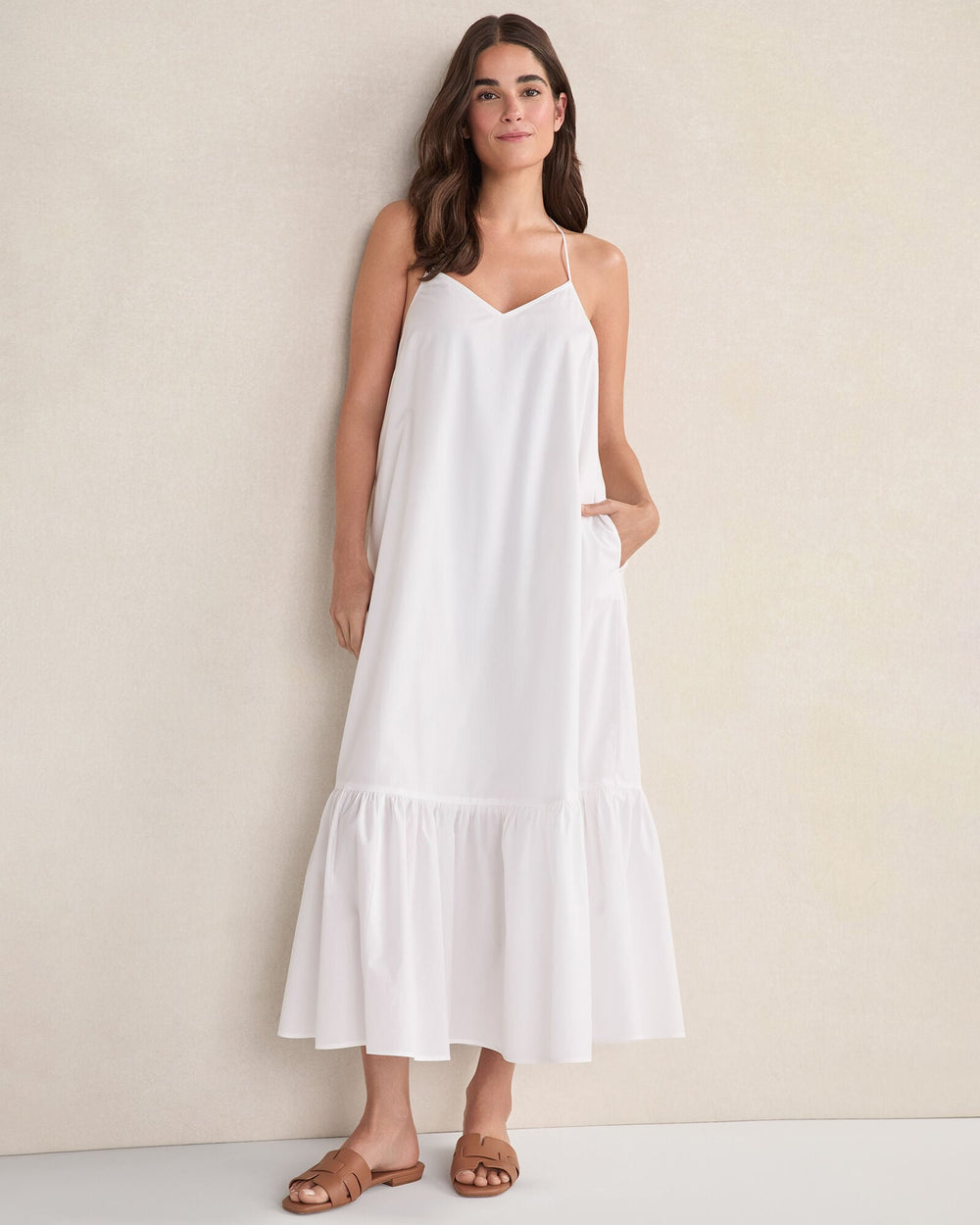 ORGANIC COTTON POPLIN TIERED MIDI DRESS | Talbots for sale