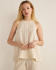 LINEN BLEND DOBBY STRIPE TOP | Talbots discount