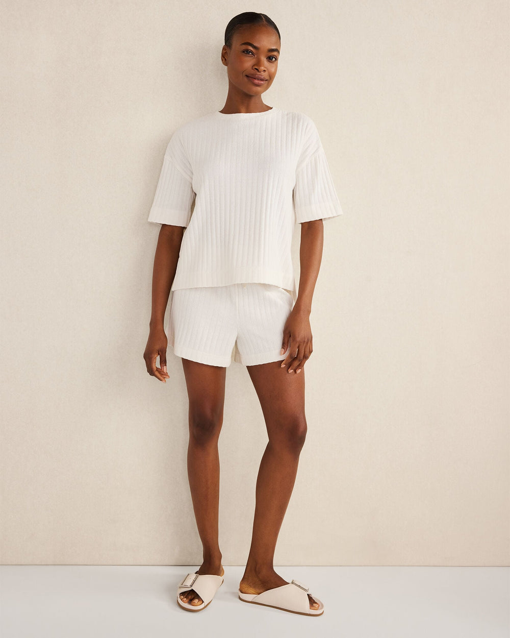 COTTON WIDE RIB SHORT SLEEVE TOP | Talbots on sale