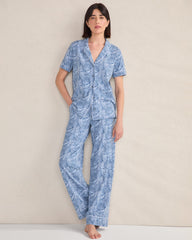 ORGANIC COTTON JERSEY ABSTRACT WAVE SLEEP SET | Talbots discount