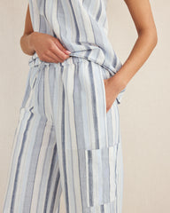 ORGANIC COTTON LINEN COASTAL STRIPE CARGO SLEEP PANTS | Talbots on sale