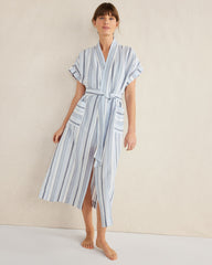 ORGANIC COTTON LINEN COASTAL STRIPE ROBE | Talbots online